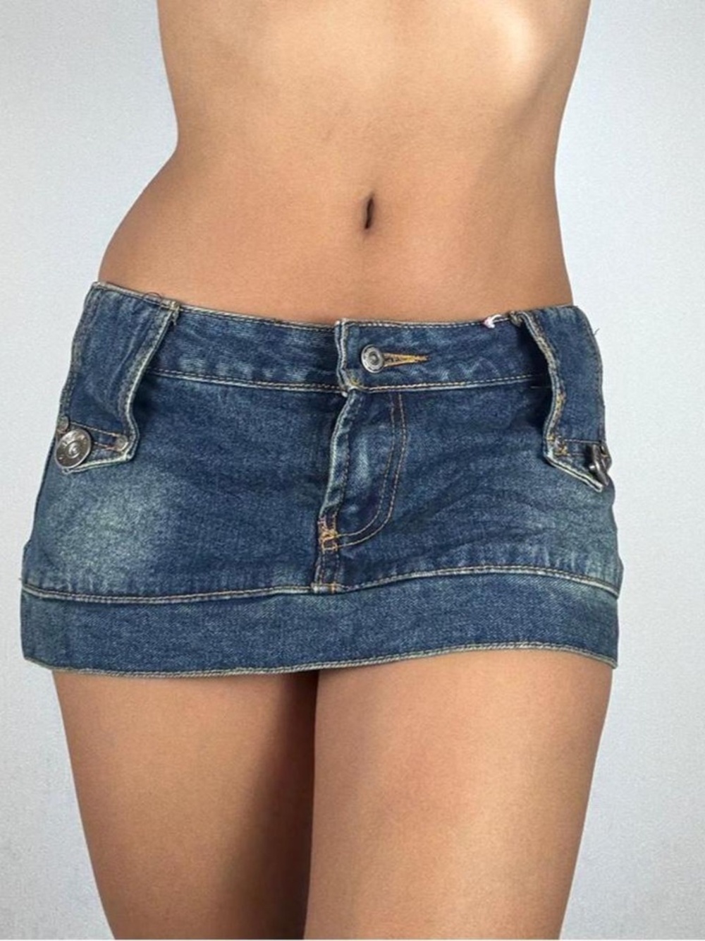Y2K low rise denim mini skirt